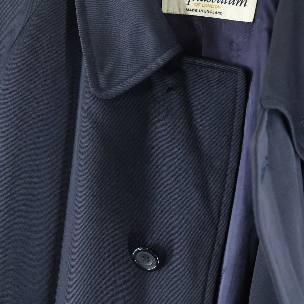 Aquascutum(アクアスキュータム) 90-00s VISCOSE RAYON COAT レーヨン ステンカラー ロング コート ネイビー