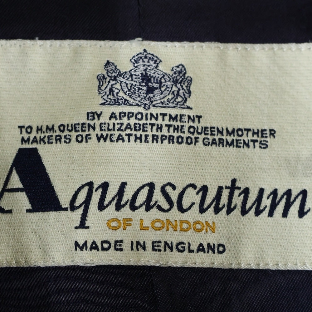 Aquascutum(アクアスキュータム) 90-00s VISCOSE RAYON COAT レーヨン ステンカラー ロング コート ネイビー