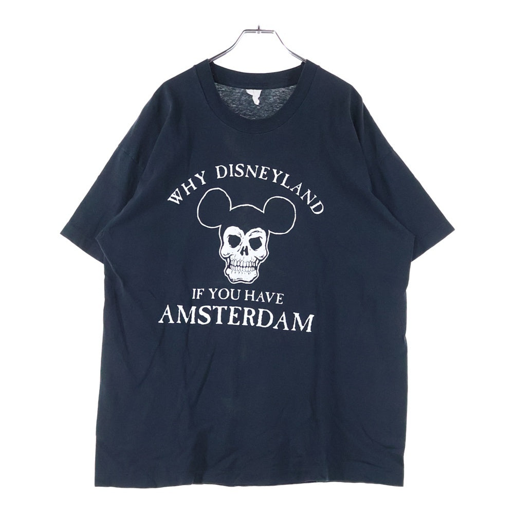 VINTAGE(ヴィンテージ) 90s WHY DISNEYLAND IF YOU HAVE AMSTERDAM TEE フロントプリント半袖Tシャツ カットソー ブラック