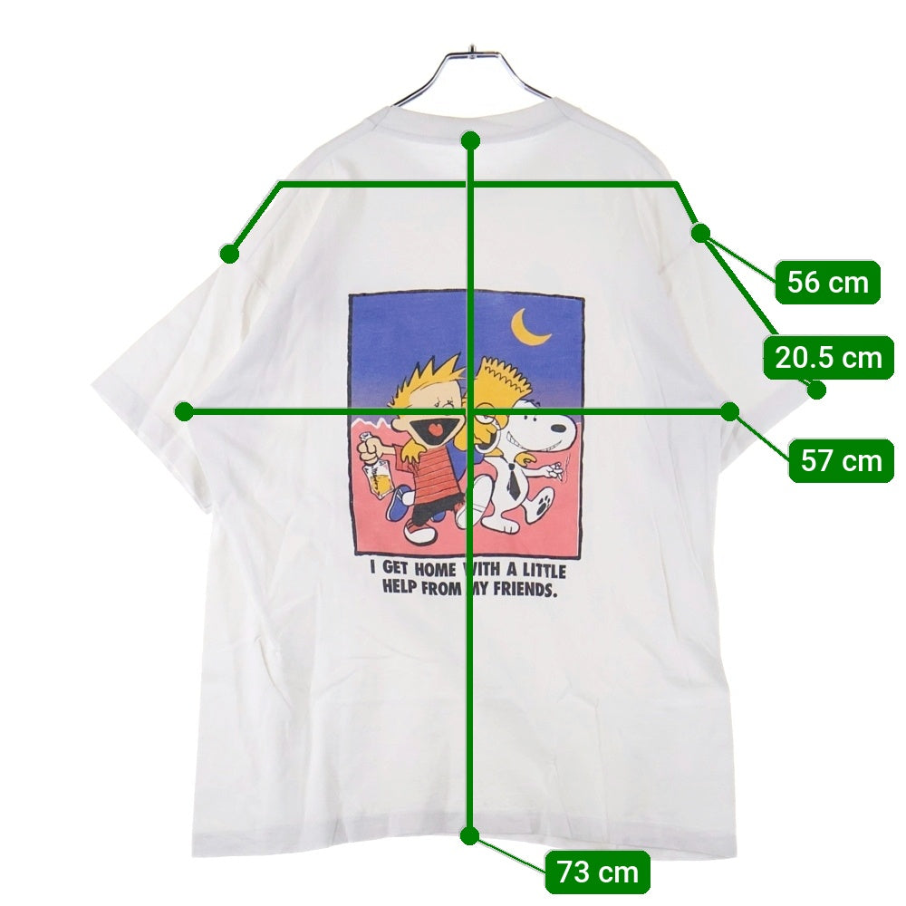 VINTAGE(ヴィンテージ) 90s I Get Home With A Little Help From My Friends 両面プリント半袖Tシャツ カットソー ホワイト