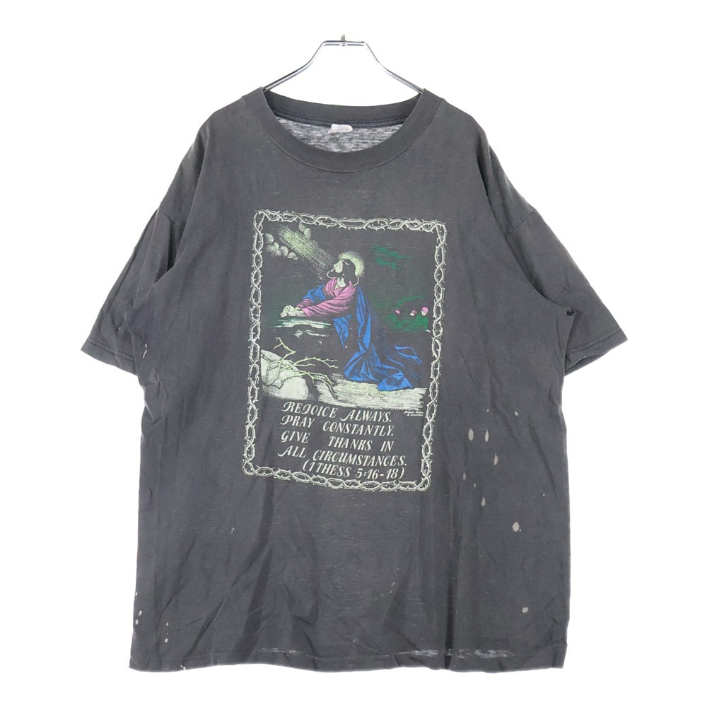 VINTAGE(ヴィンテージ) 90s JESUS CHRIST TEE キリスト フロントプリント半袖Tシャツ カットソー ブラック