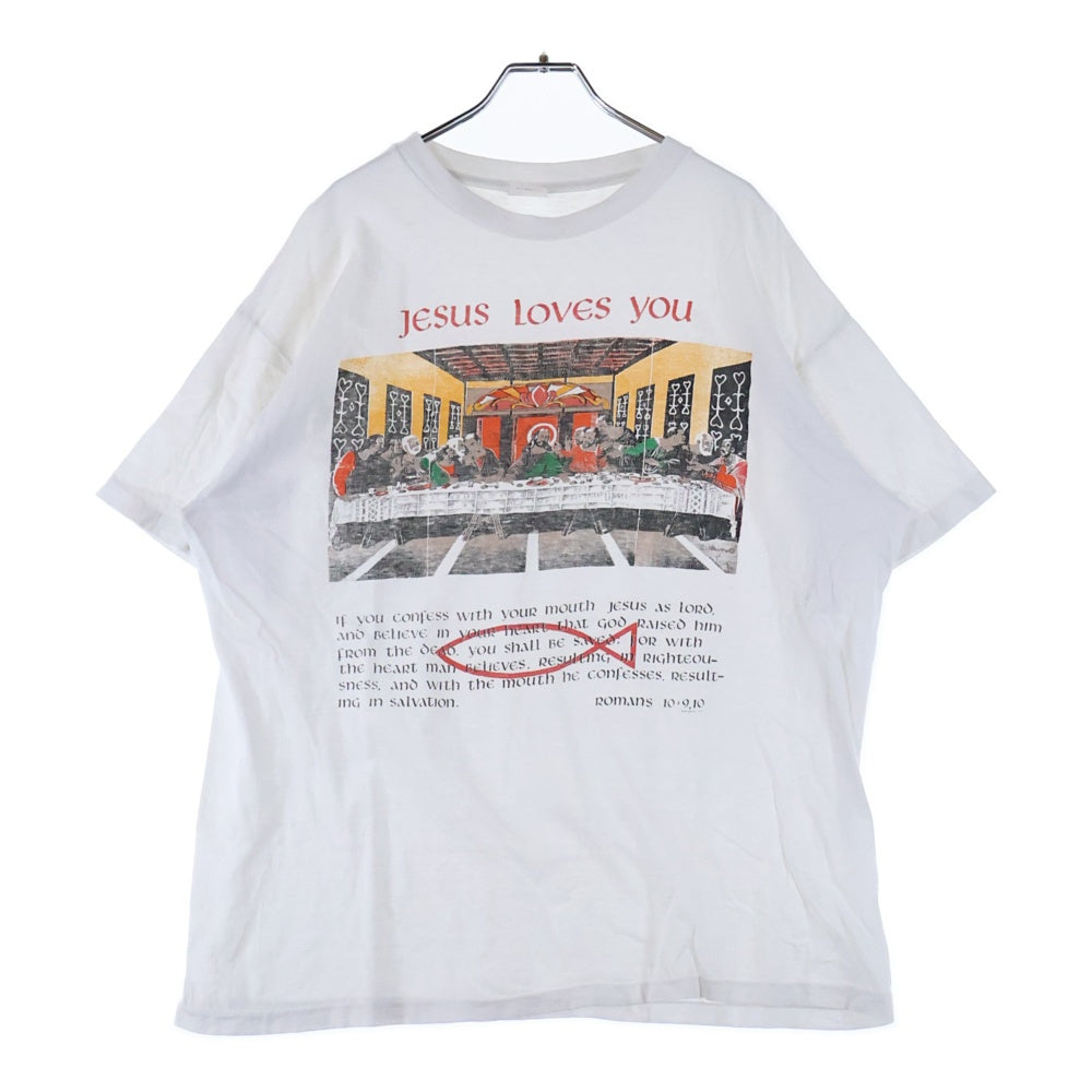 VINTAGE(ヴィンテージ) 90s Jesus Loves You TEE ジーザス 最後の晩餐 フロントプリント半袖Tシャツ カットソー ホワイト