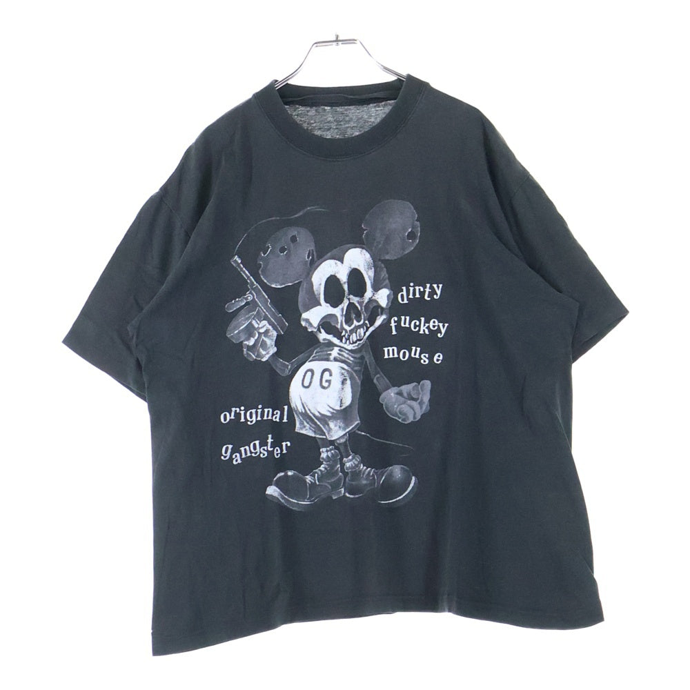 VINTAGE(ヴィンテージ) 90s DISNEY MICKEY TEE ディズニー ミッキー パロディー フロントプリント半袖Tシャツ カットソー ブラック