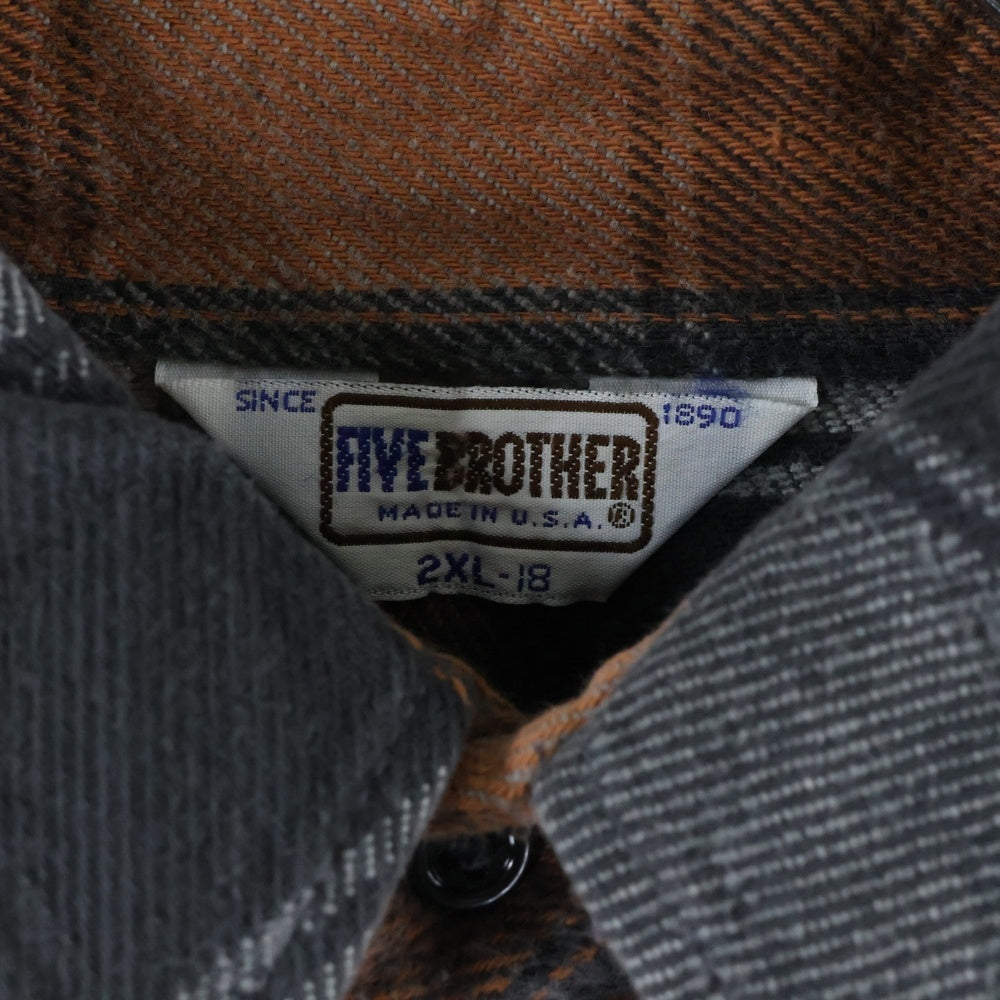 VINTAGE(ヴィンテージ) 80s FIVE BROTHERS ファイブブラザーズ 長袖 シャツ オレンジ/ブラウン