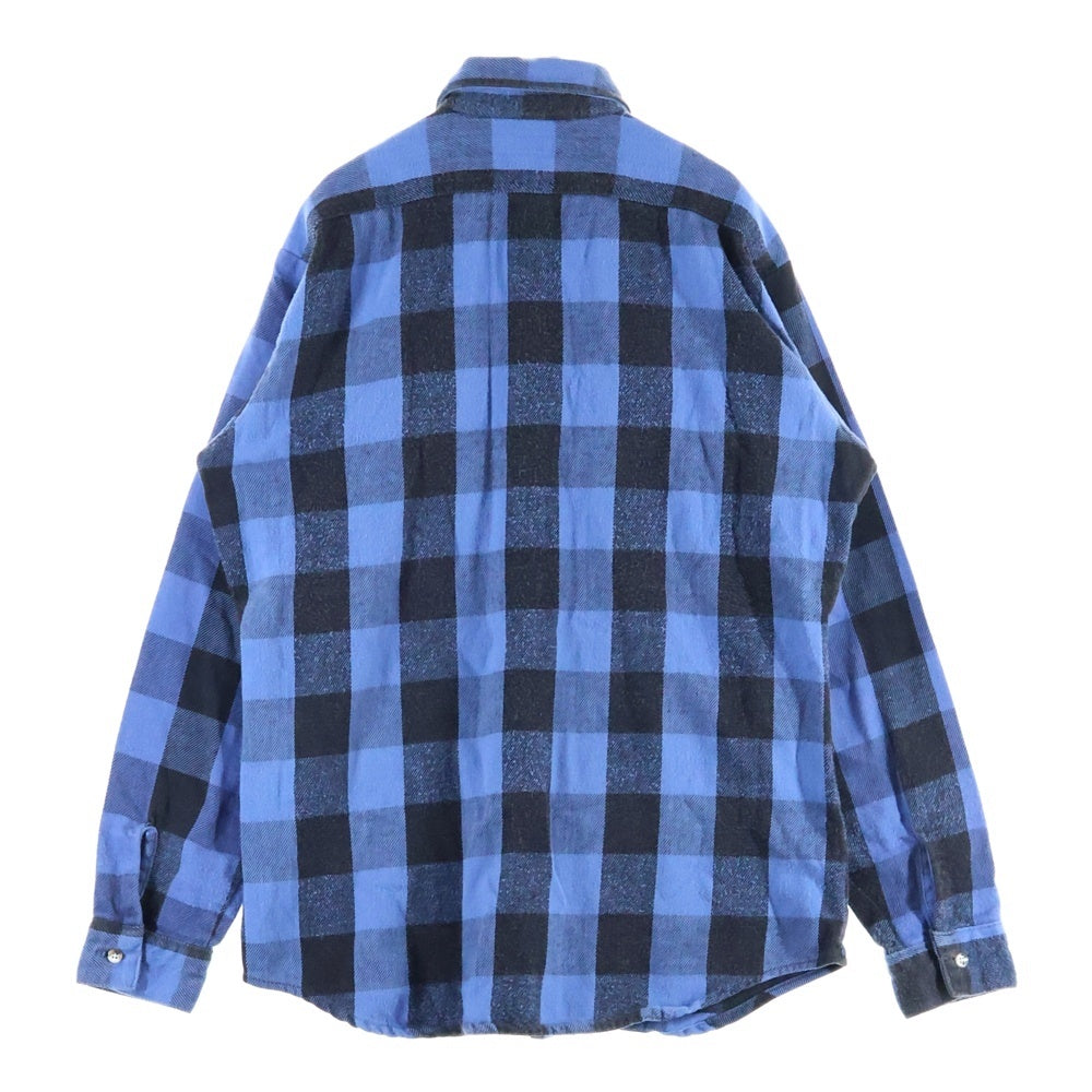 VINTAGE(ヴィンテージ) 80s FIVE BROTHERS ファイブブラザーズ ブロック チェック 長袖 シャツ ブルー