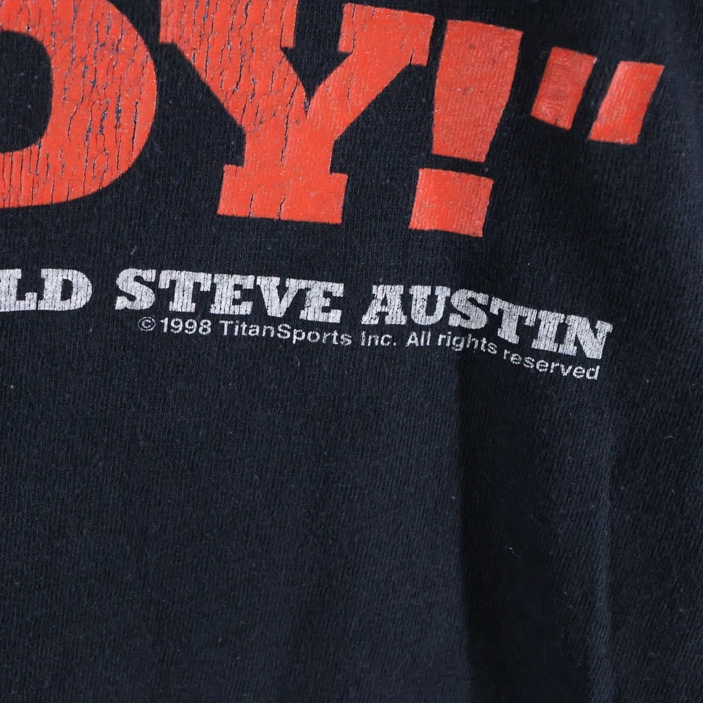 VINTAGE(ヴィンテージ) 90s STONE COLD STEVE AUSTIN 両面プリント Tシャツ 半袖カットソーブラック