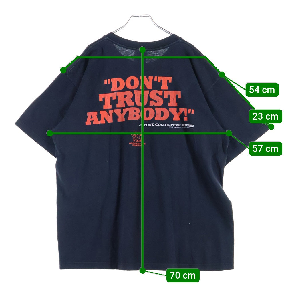 VINTAGE(ヴィンテージ) 90s STONE COLD STEVE AUSTIN 両面プリント Tシャツ 半袖カットソーブラック