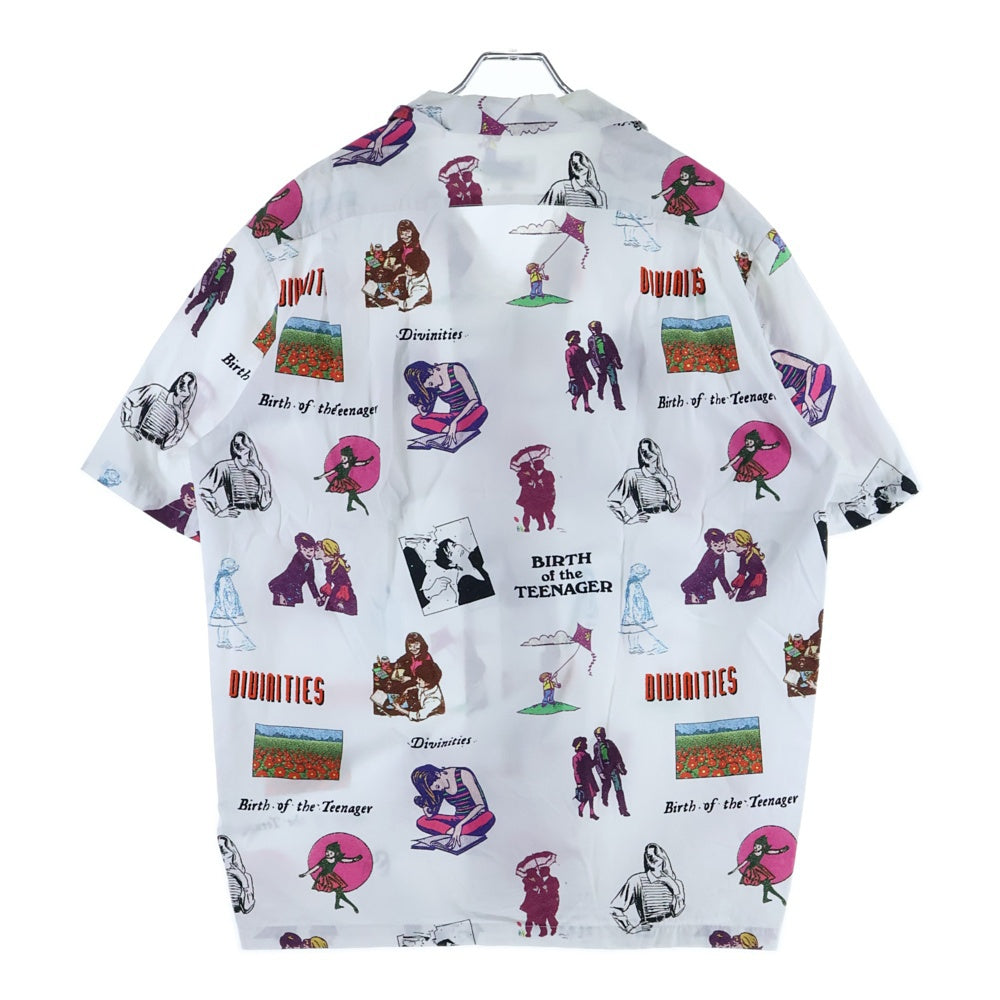 BoTT(ボット) ×DIVINITIES 総柄 コットン オープンカラー 半袖 シャツ ホワイト
