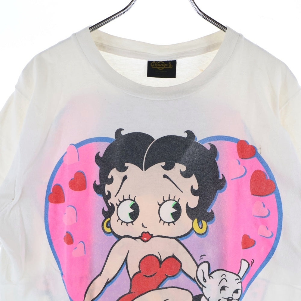 VINTAGE(ヴィンテージ) 90s BETTY BOOP HEART ベティ Tシャツ 半袖カットソー ホワイト