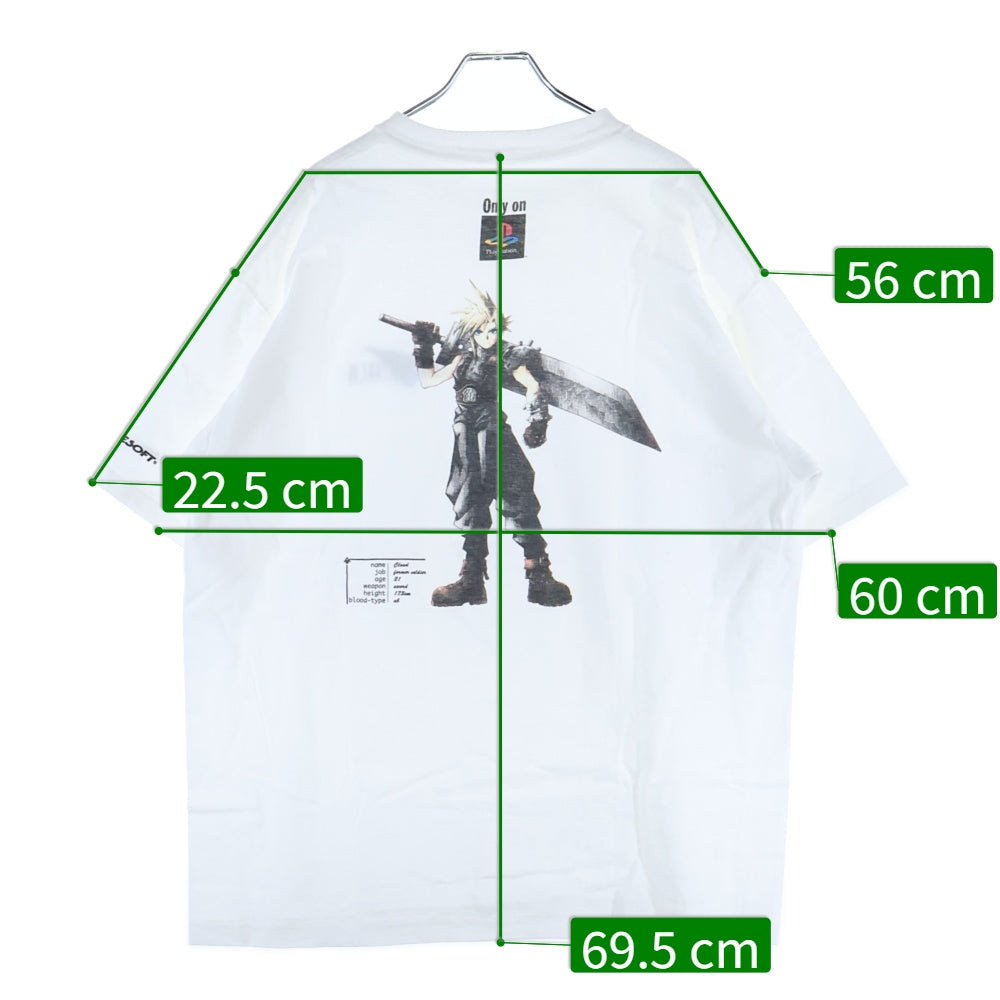 VINTAGE(ヴィンテージ) 90s FINAL FANTASY 7 CLOUD PLAYSTATION ファイナルファンタジー クラウド ストライフ プレイステーション プリント 半袖Tシャツ カットソー ホワイト