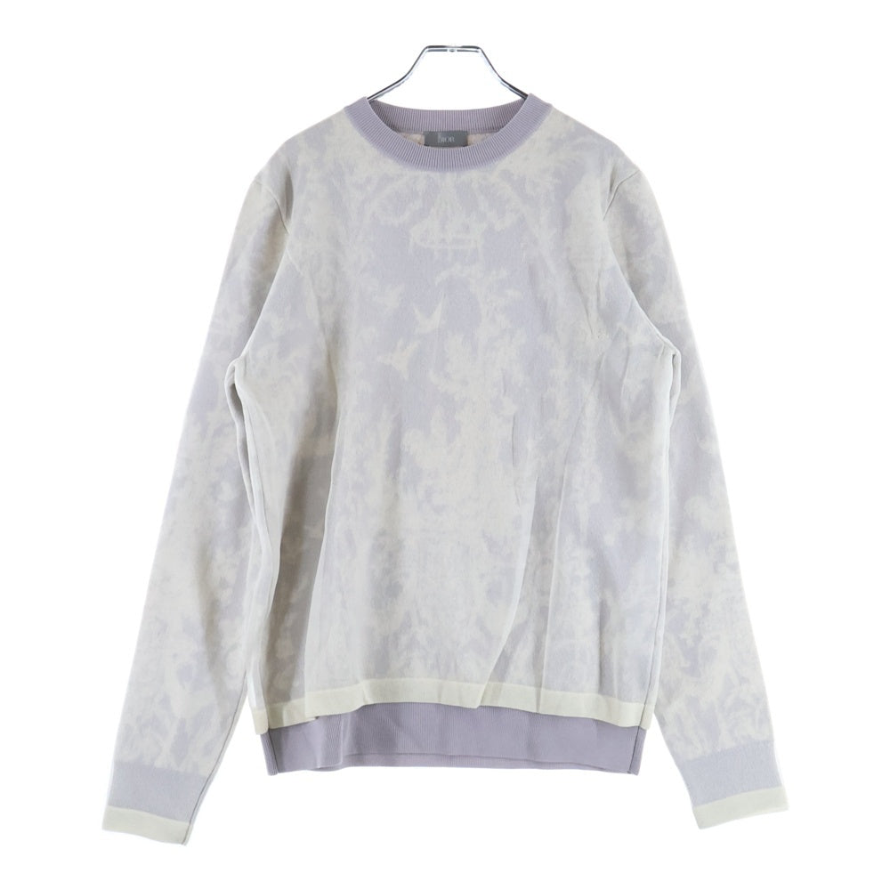 DIOR(ディオール) 19AW SILK PULLOVER NEUTRALS SWEATERS 総柄 レイヤード ニット セーター パープル 923M613AT942
