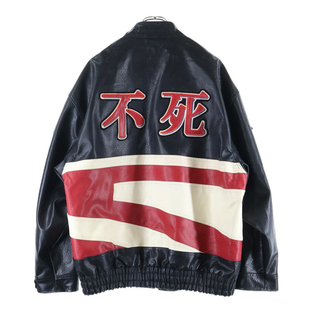 SOUTH POLE(サウスポール) RACING WAPPEN LEATHER JACKET ワッペン レザー ジャケット 不死 ブラック/ホワイト/レッド
