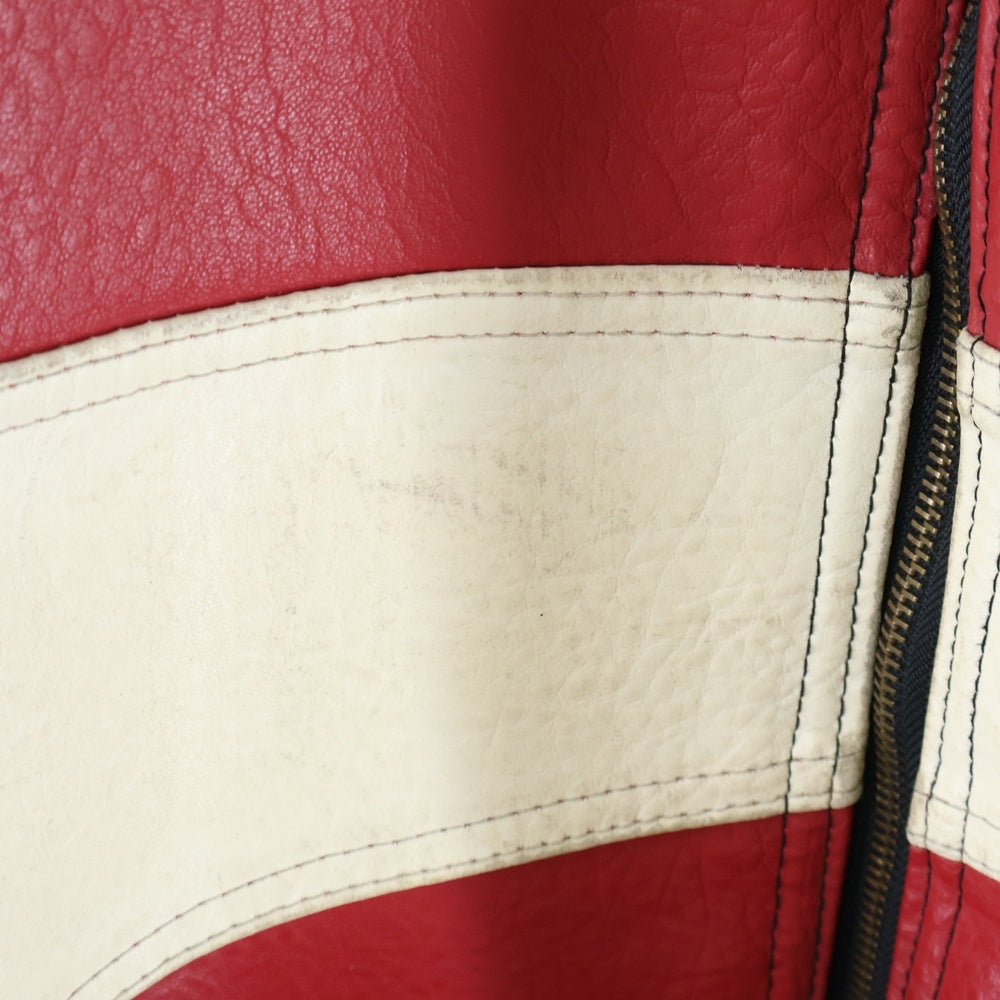 SOUTH POLE(サウスポール) RACING WAPPEN LEATHER JACKET ワッペン レザー ジャケット 不死 ブラック/ホワイト/レッド