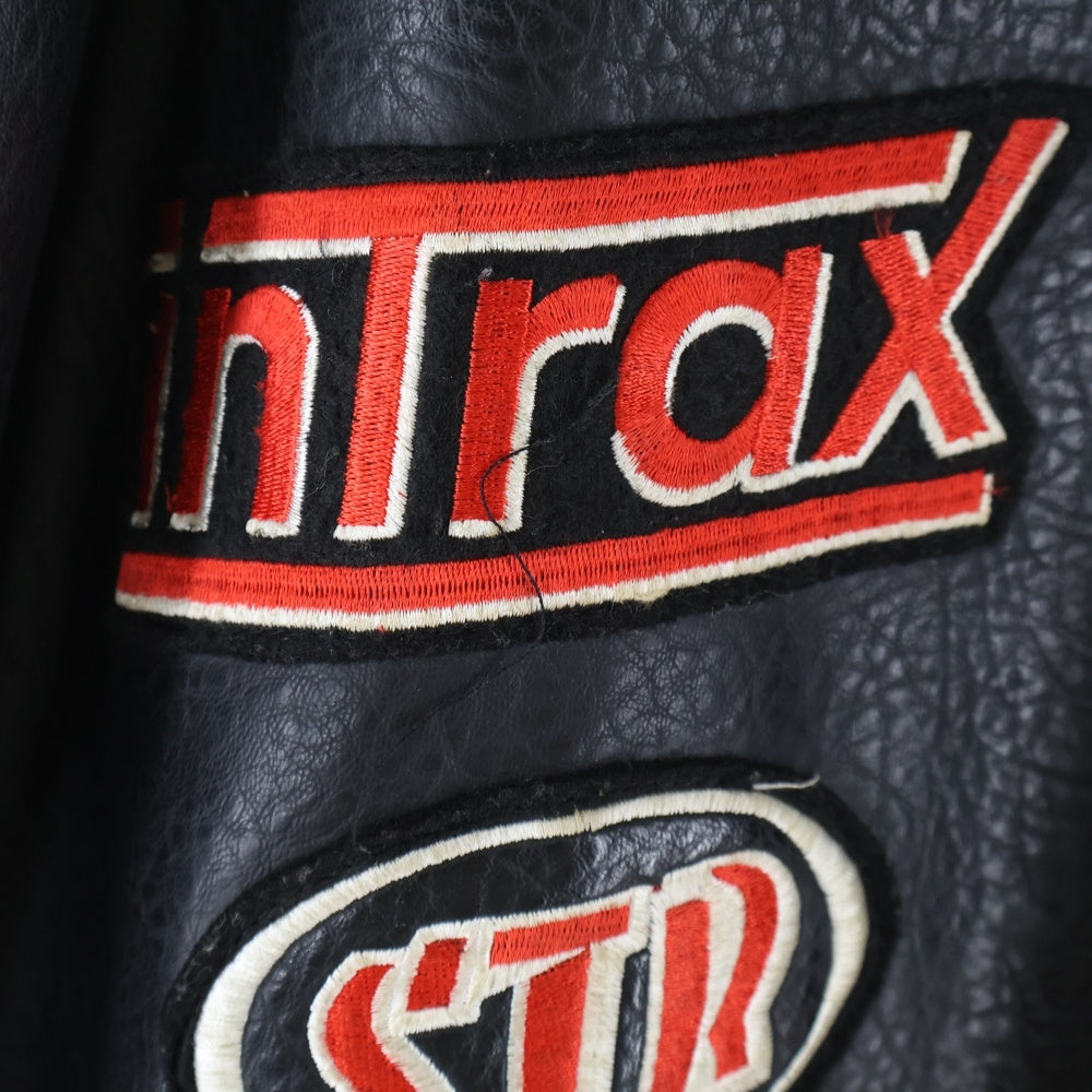 SOUTH POLE(サウスポール) RACING WAPPEN LEATHER JACKET ワッペン レザー ジャケット 不死 ブラック/ホワイト/レッド