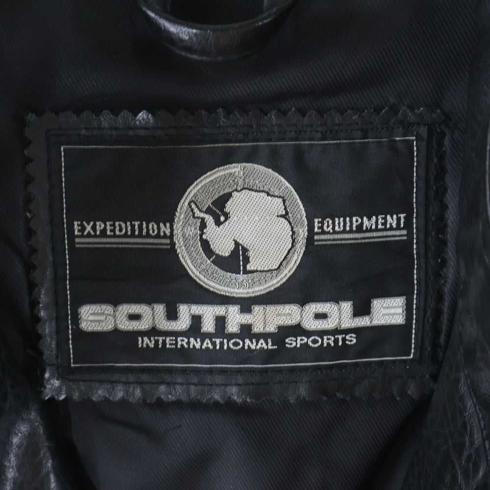 SOUTH POLE(サウスポール) RACING WAPPEN LEATHER JACKET ワッペン レザー ジャケット 不死 ブラック/ホワイト/レッド