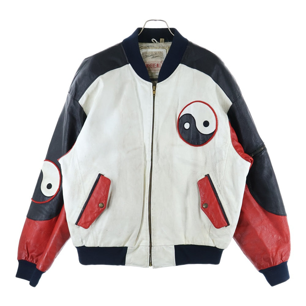 VINTAGE(ヴィンテージ) 90s MICHAEL HOBAN WHERE MI LEATHER JACKET HOBO マイケルホーバン レザージャケット 陰陽 敗戦 ブラック/ホワイト/レッド
