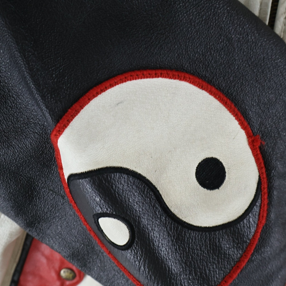 VINTAGE(ヴィンテージ) 90s MICHAEL HOBAN WHERE MI LEATHER JACKET HOBO マイケルホーバン レザージャケット 陰陽 敗戦 ブラック/ホワイト/レッド