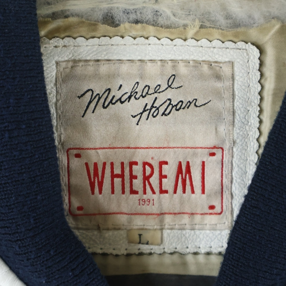 VINTAGE(ヴィンテージ) 90s MICHAEL HOBAN WHERE MI LEATHER JACKET HOBO マイケルホーバン レザージャケット 陰陽 敗戦 ブラック/ホワイト/レッド