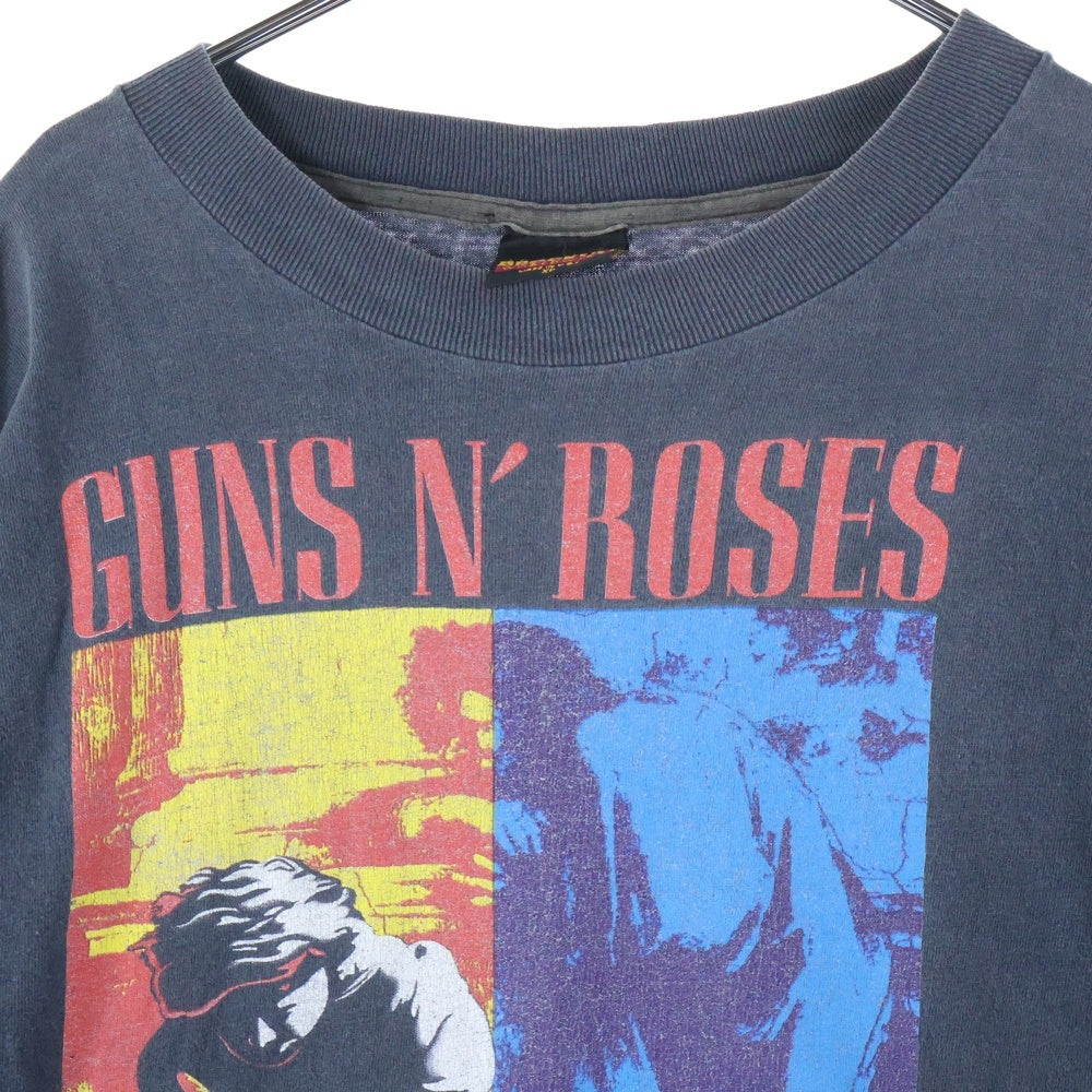 VINTAGE(ヴィンテージ) 90s GUNS N ROSES USE YOUR ILUSION ガンズアンドローゼズ 両面プリント 半袖Tシャツ カットソー ブラック