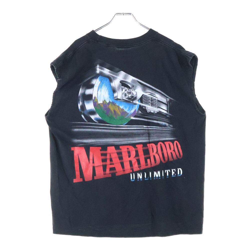 VINTAGE(ヴィンテージ) 90s MARLBORO RAILROAD POCKET TEE マルボロ レイルロード ポケットTシャツ ノースリーブカットソー ブラック