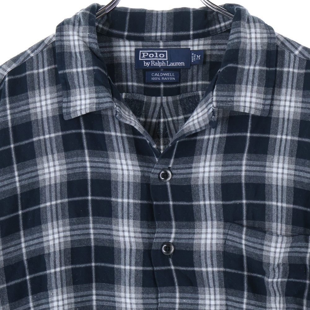 POLO RALPH LAUREN(ポロラルフローレン) 90ー00s CALDWELL RAYON SHIRT レーヨン チェック 長袖シャツ ブラック