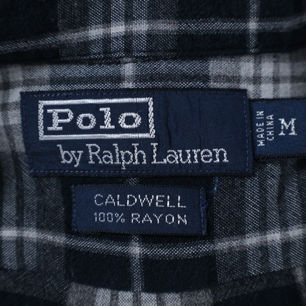 POLO RALPH LAUREN(ポロラルフローレン) 90ー00s CALDWELL RAYON SHIRT レーヨン チェック 長袖シャツ ブラック