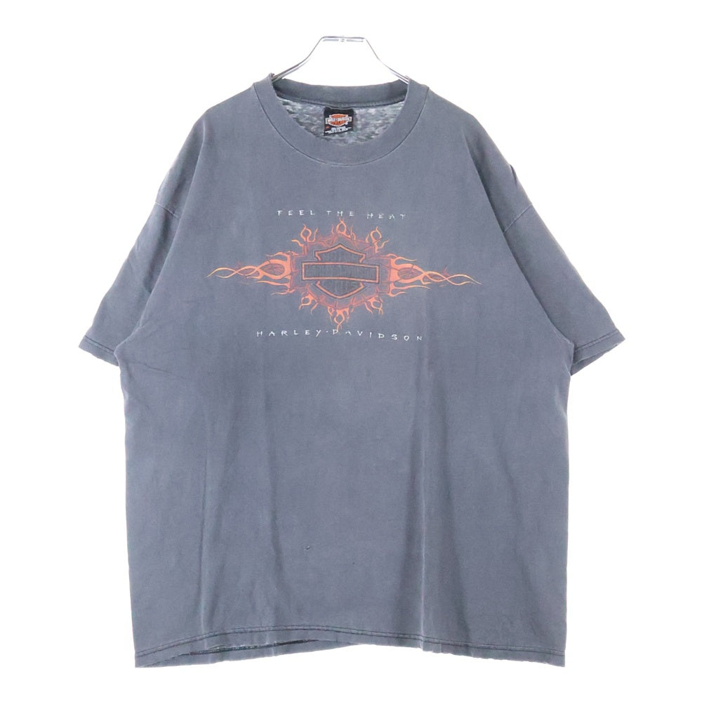 VINTAGE(ヴィンテージ) 00s HARLEY DAVIDSON FEEL THE HEAT PETERSON'S FLORIDA ハーレーダビッドソン 両面プリント Tシャツ 半袖カットソー ブラック