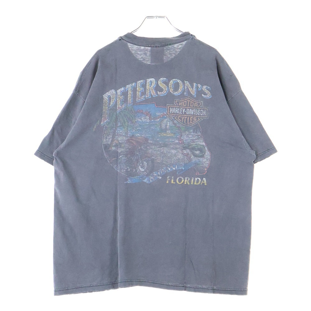 VINTAGE(ヴィンテージ) 00s HARLEY DAVIDSON FEEL THE HEAT PETERSON'S FLORIDA ハーレーダビッドソン 両面プリント Tシャツ 半袖カットソー ブラック