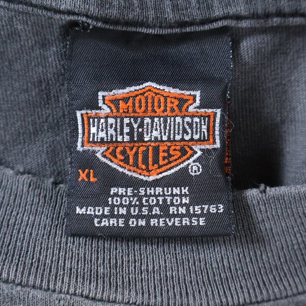 VINTAGE(ヴィンテージ) 00s HARLEY DAVIDSON FEEL THE HEAT PETERSON'S FLORIDA ハーレーダビッドソン 両面プリント Tシャツ 半袖カットソー ブラック