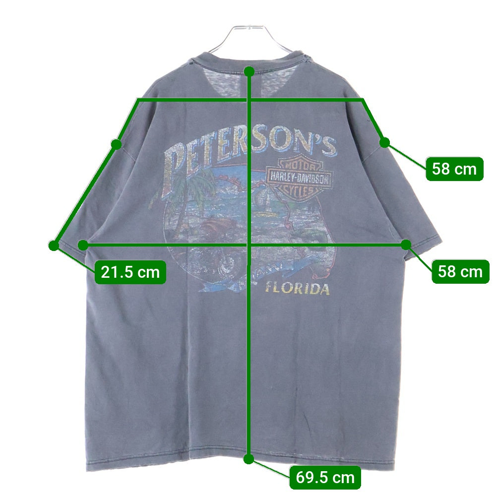 VINTAGE(ヴィンテージ) 00s HARLEY DAVIDSON FEEL THE HEAT PETERSON'S FLORIDA ハーレーダビッドソン 両面プリント Tシャツ 半袖カットソー ブラック