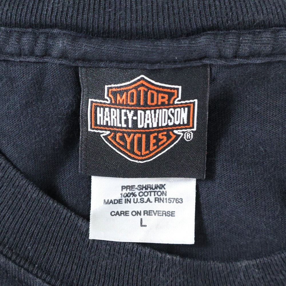 VINTAGE(ヴィンテージ) 00s HARLEY DAVIDSON THE NEW REVOLUTION POMONA VALLEY ハーレーダビッドソン 両面プリント Tシャツ 半袖カットソー ブラック