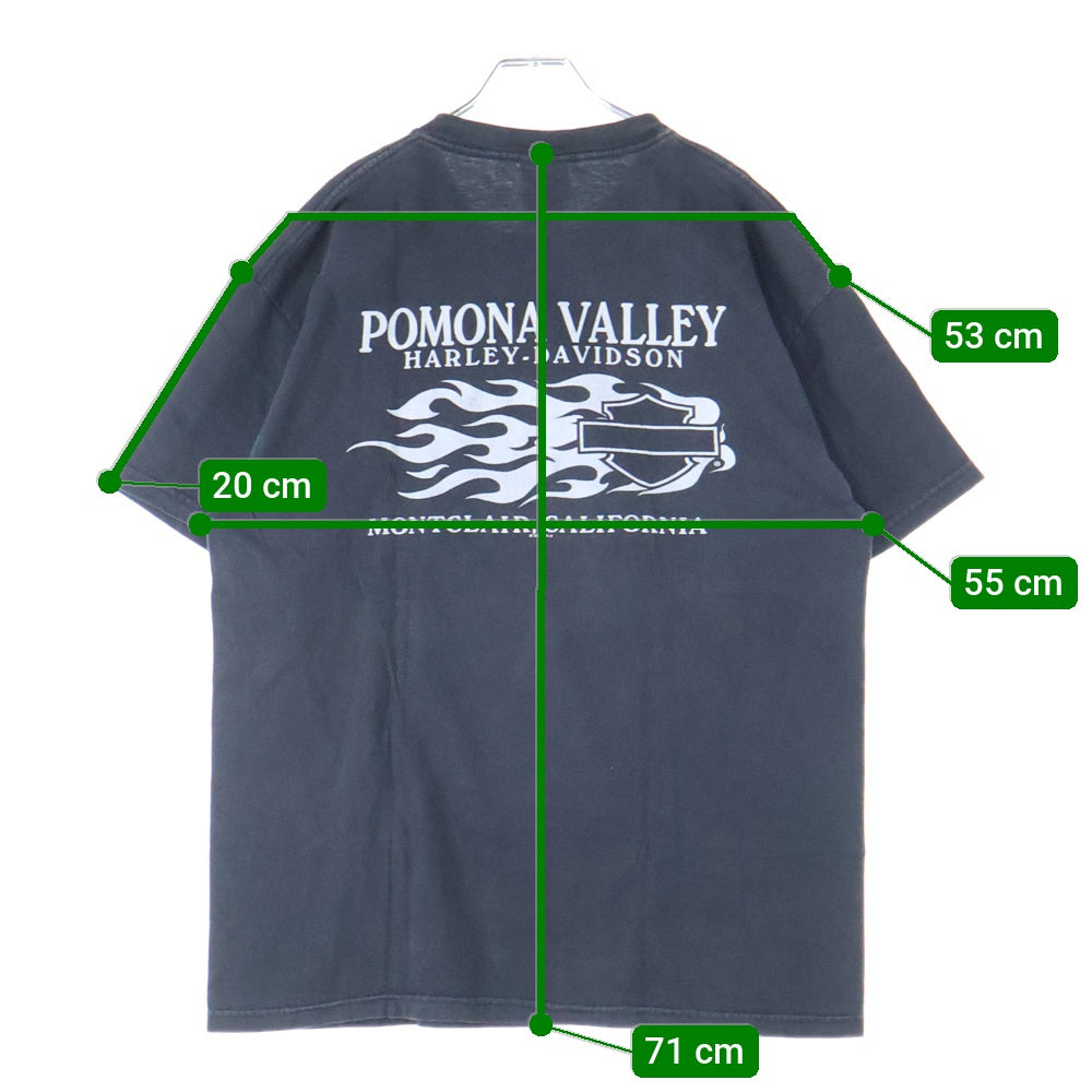 VINTAGE(ヴィンテージ) 00s HARLEY DAVIDSON THE NEW REVOLUTION POMONA VALLEY ハーレーダビッドソン 両面プリント Tシャツ 半袖カットソー ブラック