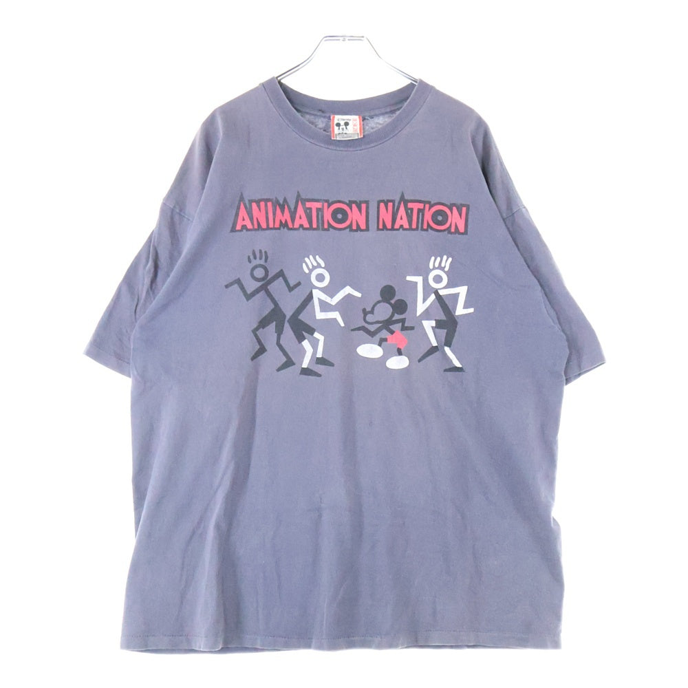 VINTAGE(ヴィンテージ) 90s DISNEY ANIMATION NATION ディズニー アニメーション フロントプリント Tシャツ 半袖カットソー グレー