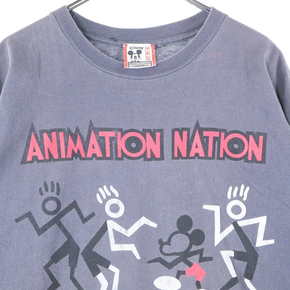 VINTAGE(ヴィンテージ) 90s DISNEY ANIMATION NATION ディズニー アニメーション フロントプリント Tシャツ 半袖カットソー グレー