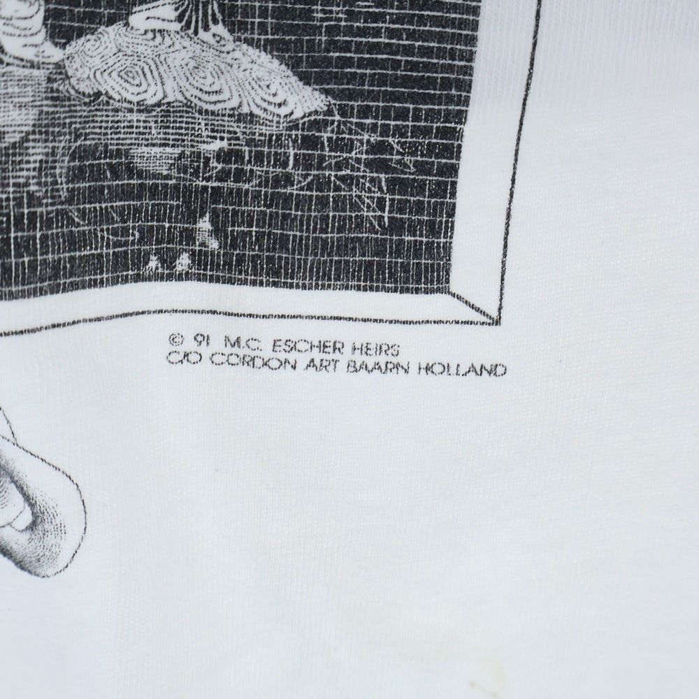 VINTAGE(ヴィンテージ) 90s M.C ESCHER エッシャー 両面プリント Tシャツ 半袖カットソーホワイト