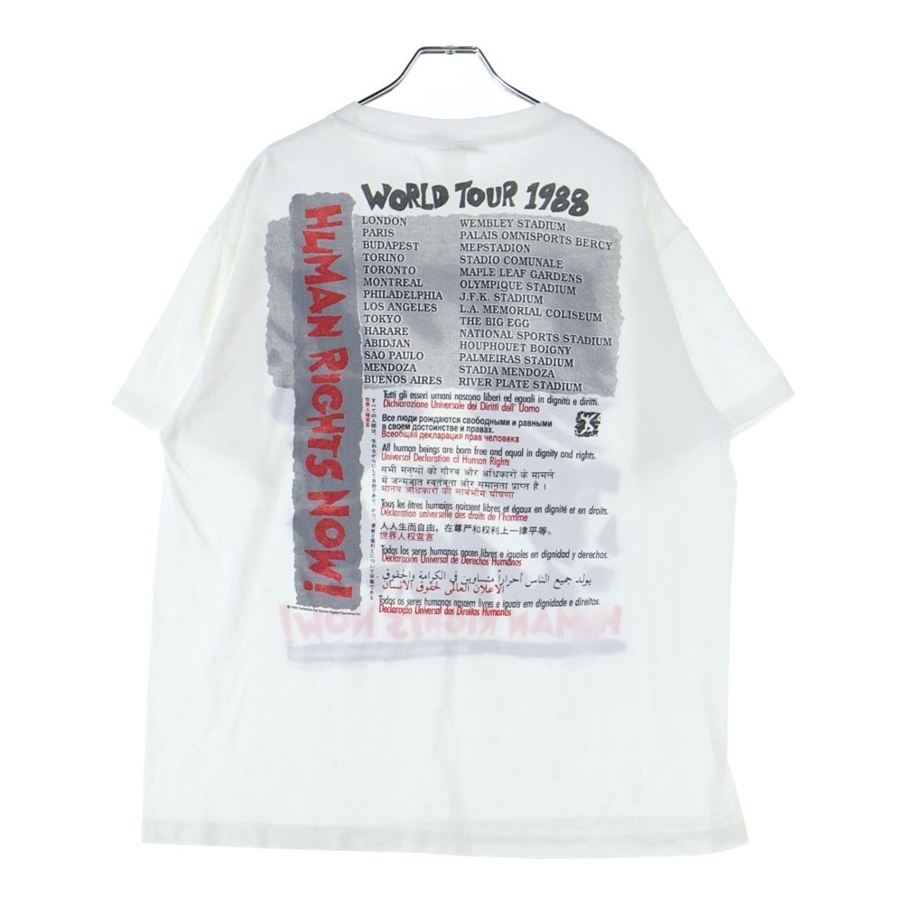 VINTAGE(ヴィンテージ) 80s HUMAN RIGHTS NOW WORLD TOUR 1988 REEBOK ヒューマンライツ ナウ ワールドツアー リーボック 世界人権宣言 半袖Tシャツ カットソー ホワイト
