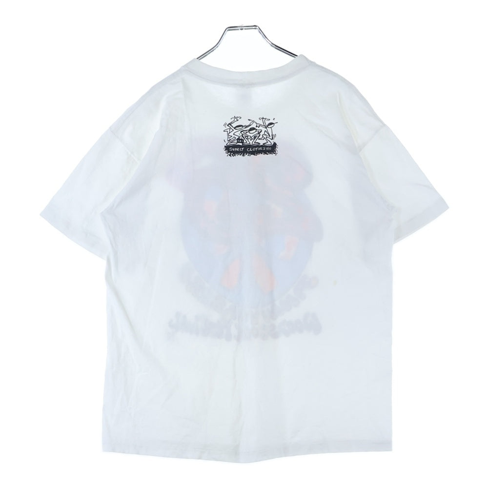 VINTAGE(ヴィンテージ) 90s STREET CLOTHES 25th ANNIVERSARY WOODSTOCK FESTIVAL 1994 ウッドストック フロントプリント 半袖Tシャツ カットソー ホワイト