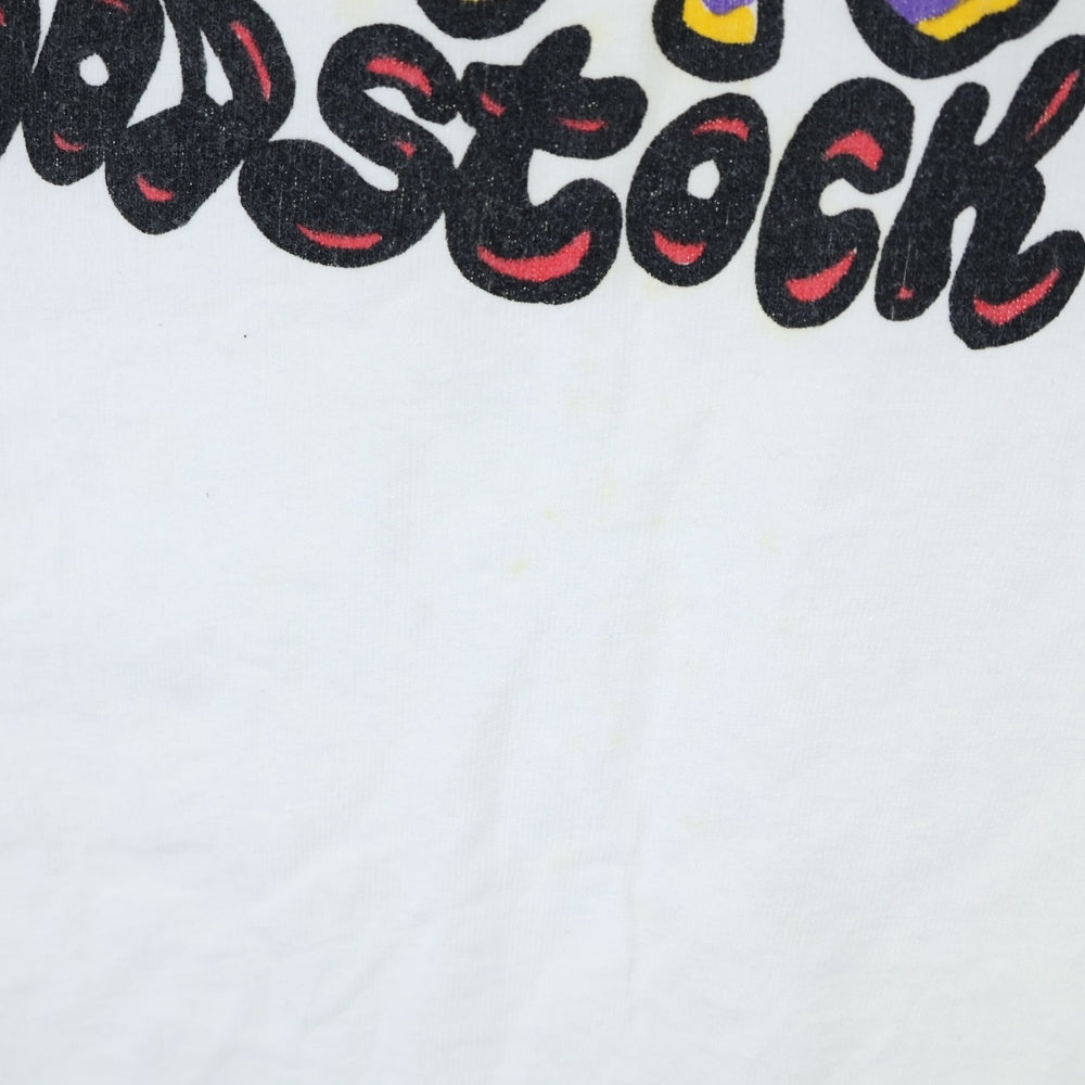 VINTAGE(ヴィンテージ) 90s STREET CLOTHES 25th ANNIVERSARY WOODSTOCK FESTIVAL 1994 ウッドストック フロントプリント 半袖Tシャツ カットソー ホワイト