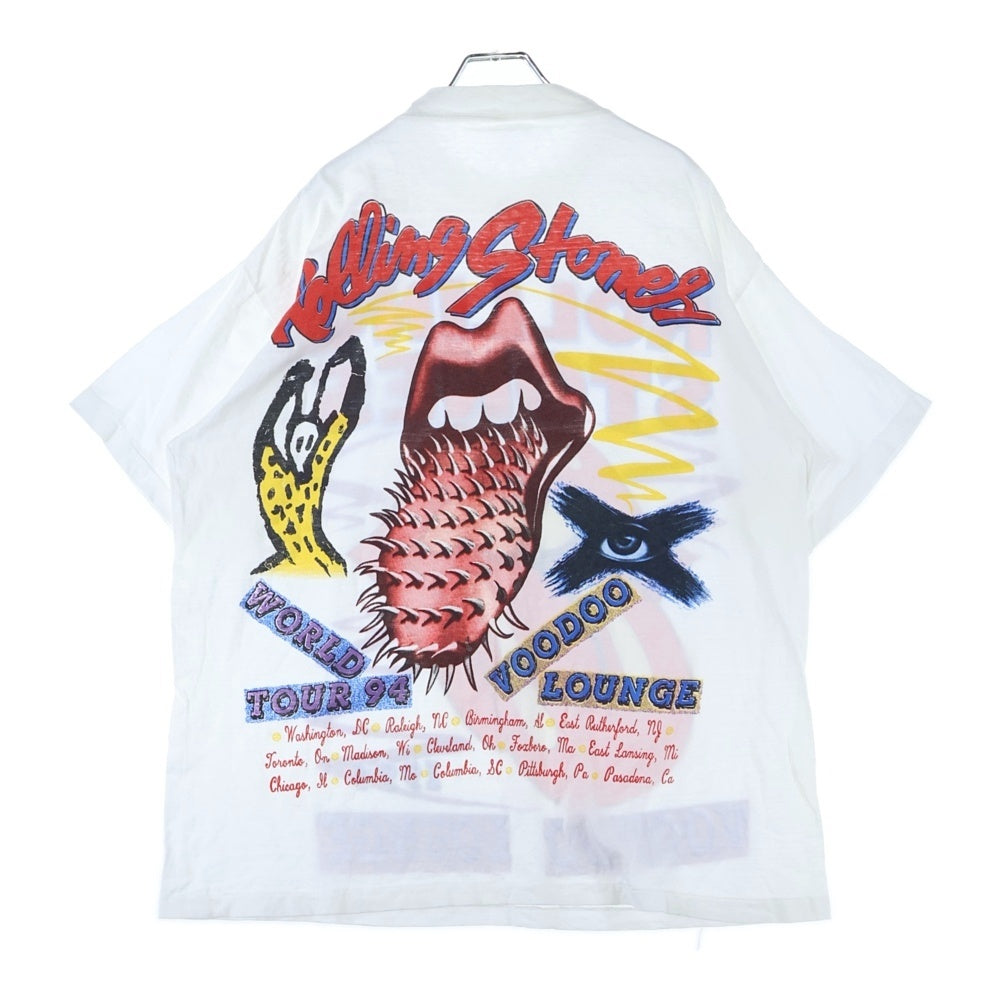 VINTAGE(ヴィンテージ) 90s THE ROLLING STONES VOODOO LOUNGE 1994 ローリング ストーンズ ヴードゥー ラウンジ 両面プリント 半袖Tシャツ カットソー ホワイト