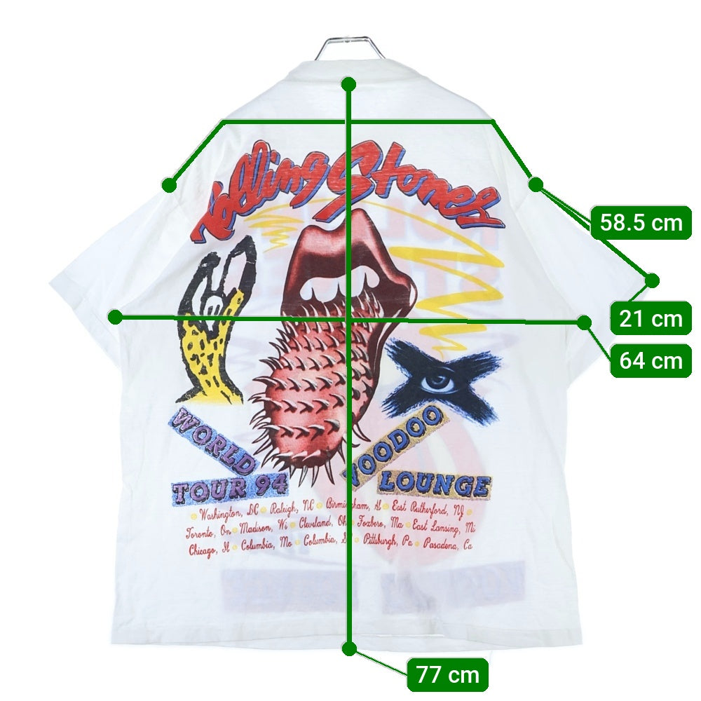 VINTAGE(ヴィンテージ) 90s THE ROLLING STONES VOODOO LOUNGE 1994 ローリング ストーンズ ヴードゥー ラウンジ 両面プリント 半袖Tシャツ カットソー ホワイト