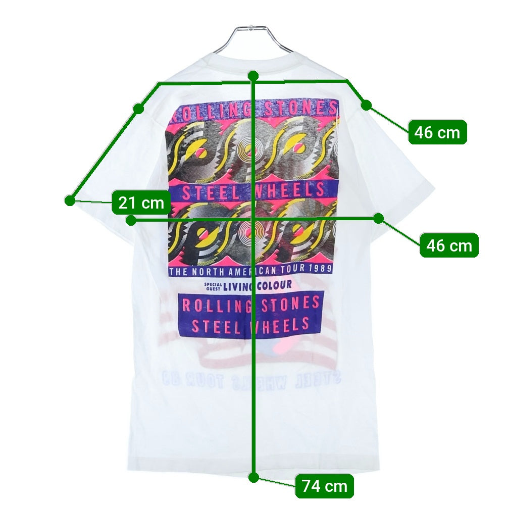 VINTAGE(ヴィンテージ) 80s THE ROLLING STONES STEEL WHEELS TOUR 1989 ローリング ストーンズ ラブ 半袖Tシャツ カットソー ホワイト
