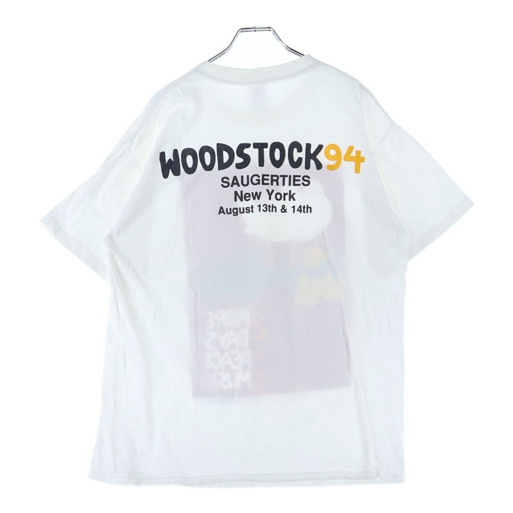 VINTAGE(ヴィンテージ) 90s WOODSTOCK MORE 2DAYS OF PEACE & MUSIC 1994 ウッドストック フロントプリント 半袖Tシャツ カットソー ホワイト