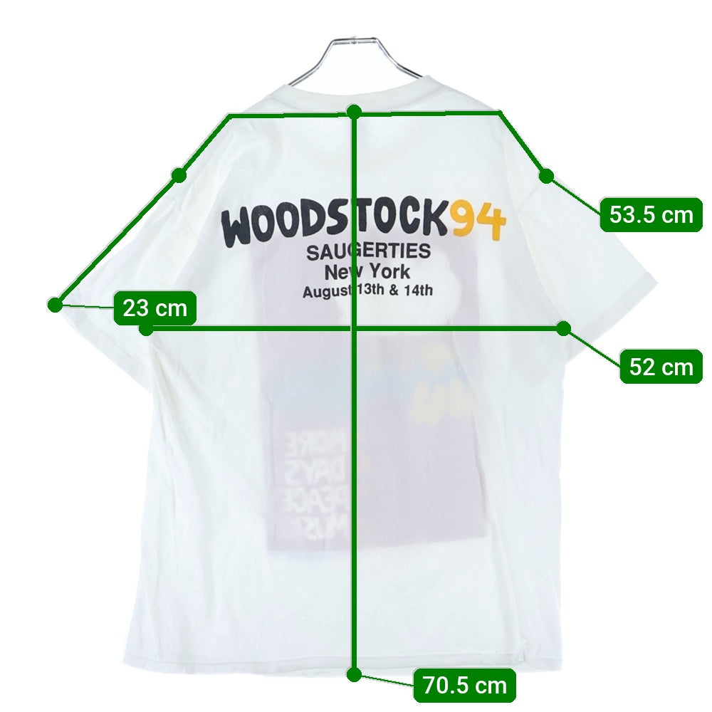VINTAGE(ヴィンテージ) 90s WOODSTOCK MORE 2DAYS OF PEACE & MUSIC 1994 ウッドストック フロントプリント 半袖Tシャツ カットソー ホワイト