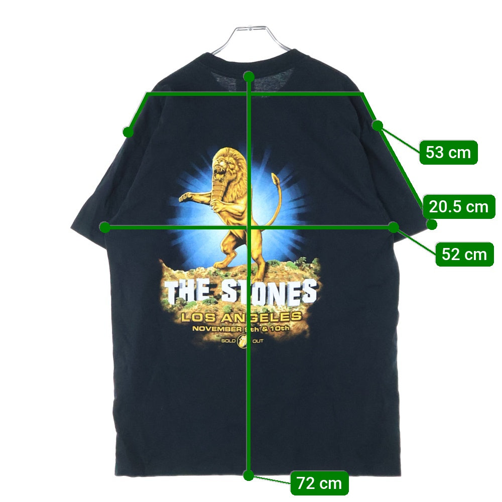 VINTAGE(ヴィンテージ) 90s THE ROLLING STONES LOS ANGELES 1997 ローリング ストーンズ ゴールドタン 半袖Tシャツ カットソー ブラック