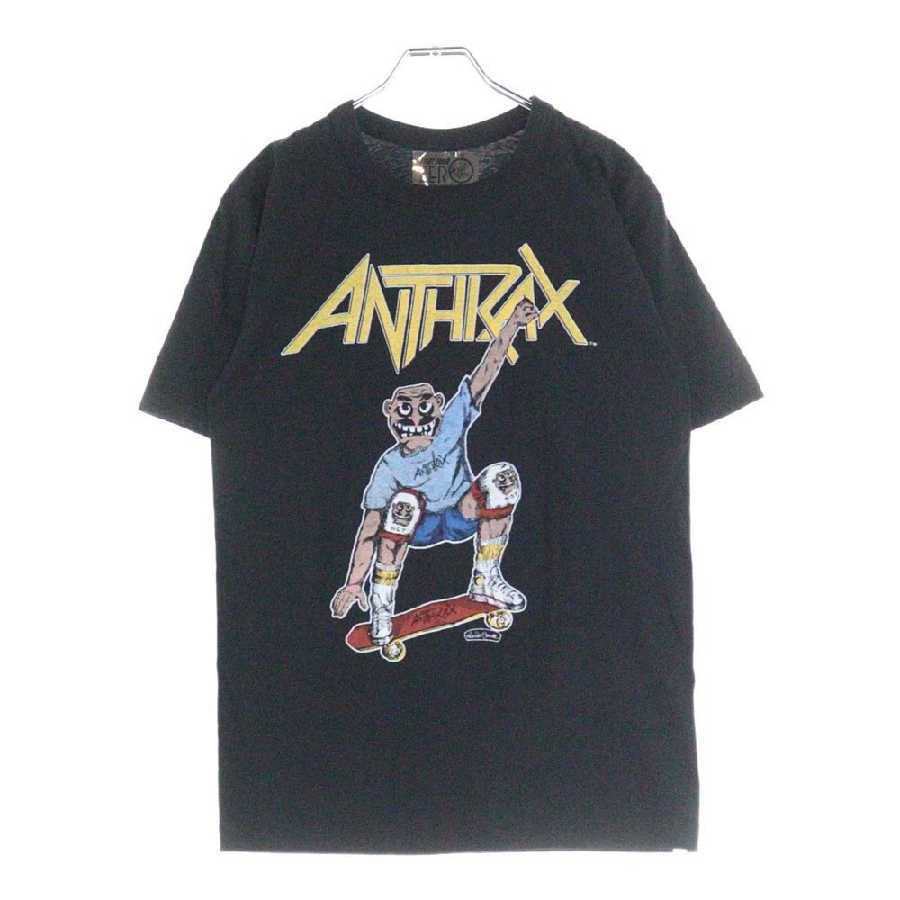 VINTAGE(ヴィンテージ) 80s ANTHRAX SKATE NOT MAN SPREDING THE DISEASE JAPAN TOUR 1987 アンスラックス スケート ノットマン 半袖Tシャツ カットソーブラック