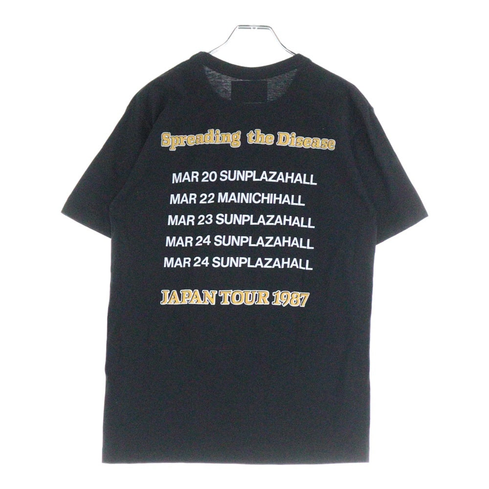 VINTAGE(ヴィンテージ) 80s ANTHRAX SKATE NOT MAN SPREDING THE DISEASE JAPAN TOUR 1987 アンスラックス スケート ノットマン 半袖Tシャツ カットソーブラック