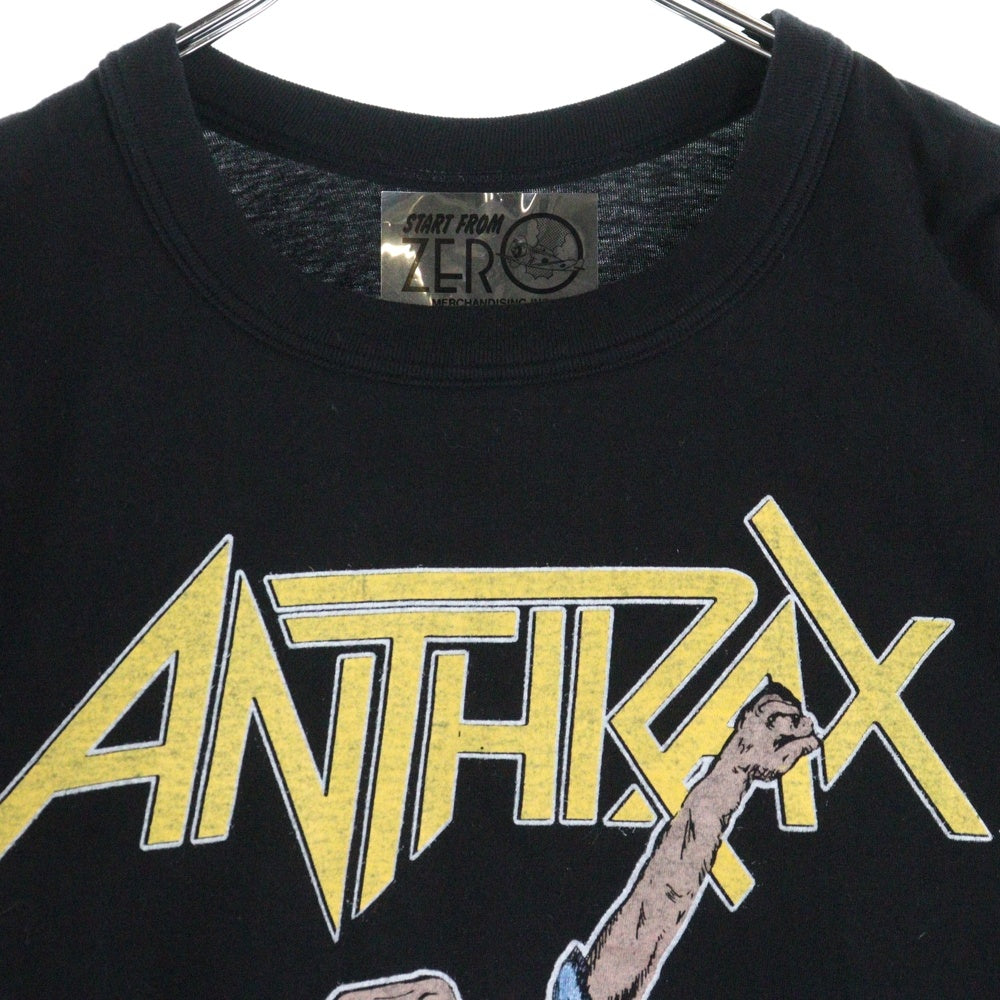 VINTAGE(ヴィンテージ) 80s ANTHRAX SKATE NOT MAN SPREDING THE DISEASE JAPAN TOUR 1987 アンスラックス スケート ノットマン 半袖Tシャツ カットソーブラック