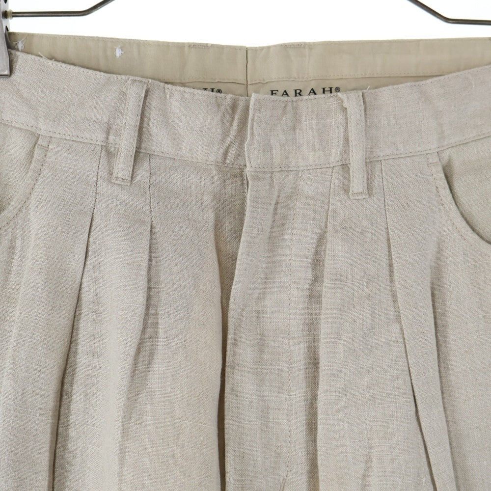 FARAH(ファーラー) ツータックワイドテーパード リネン スラックス FR0201-M4007 ベージュ