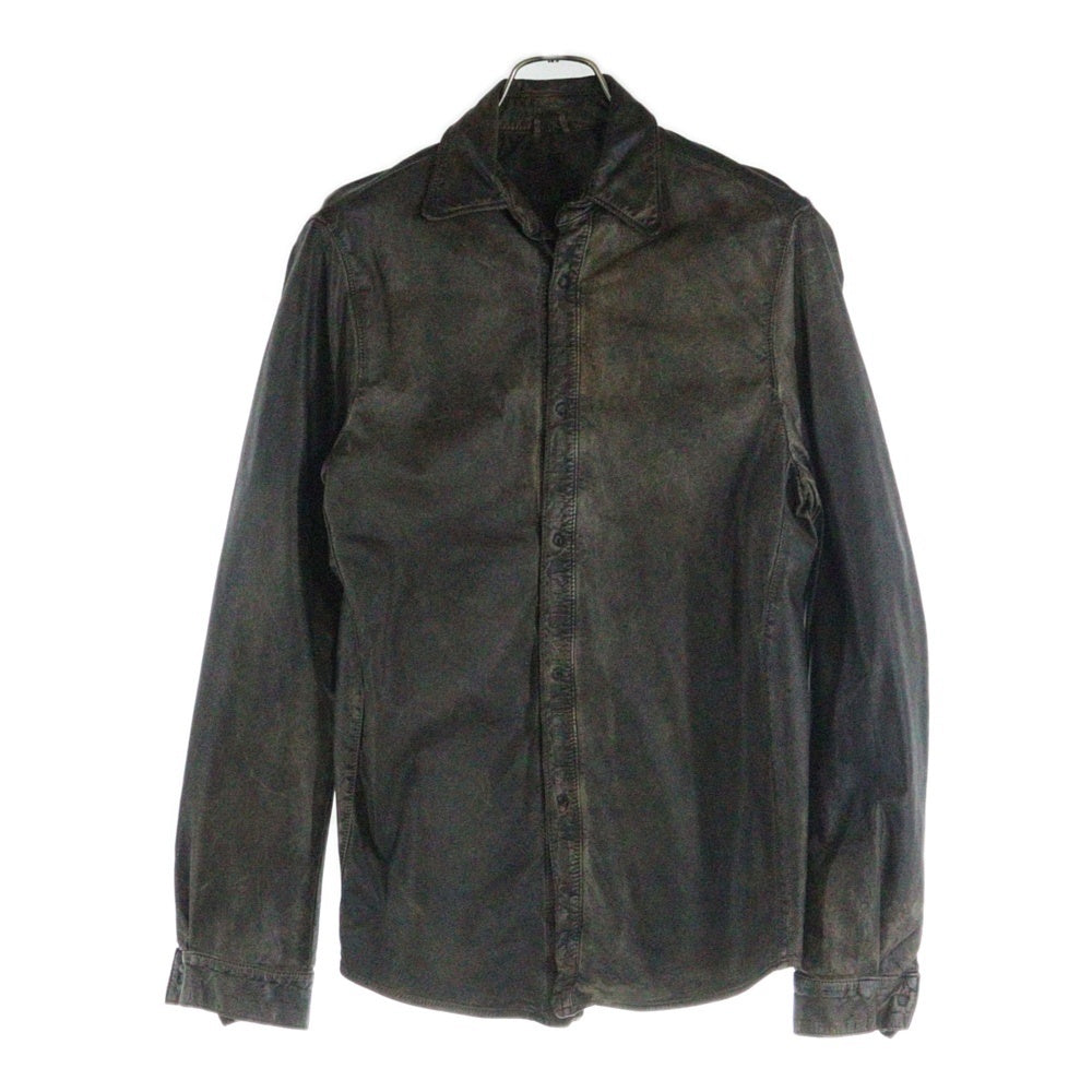 GIORGIO BRATO(ジョルジオブラット) LEATHER SHIRT 羊革 長袖 シャツブラウン GU16S1002 CIPFOG