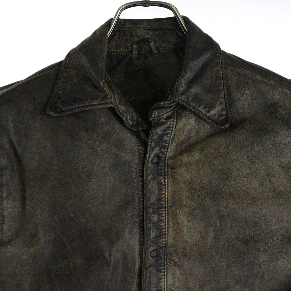 GIORGIO BRATO(ジョルジオブラット) LEATHER SHIRT 羊革 長袖 シャツブラウン GU16S1002 CIPFOG